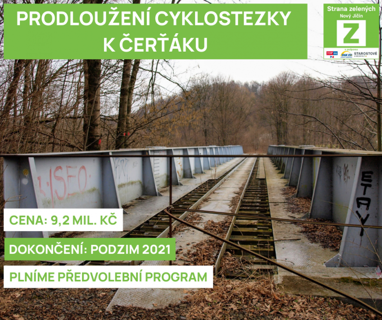 Prodloužení cyklostezky k Čerťáku již letos