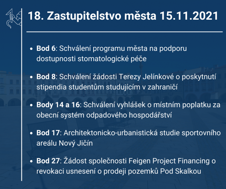18. jednání Zastupitelstva města (15.11.2021)