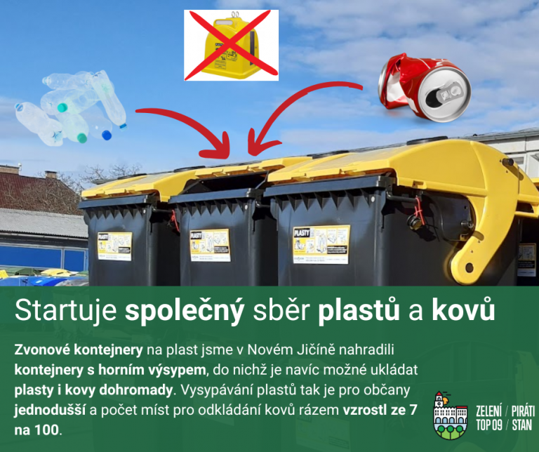 Zavedli jsme společné třídění plastů a kovů